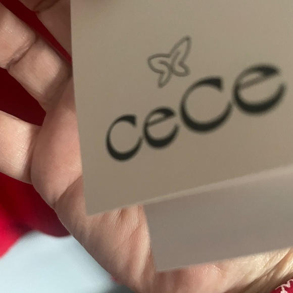 CeCe Red Sweater with Silver Bow Detail - Picture 4 of 6